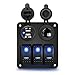 RUIZHI 3 Gang Pannello di Interruttori Basculanti 12V/24V Doppia Presa USB con Voltmetro Digitale Rocker Switch Panel per Auto Camion