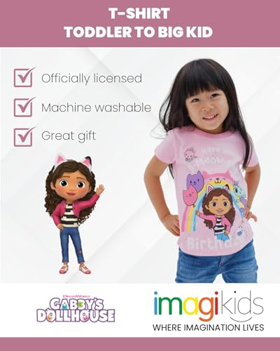 DREAMWORKS GABBY'S DOLLHOUSE Mercat Kitty Fairy Cakey Cat Birthday Girls T-Shirt Toddler to Big Kid3