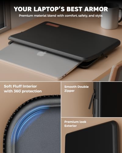Image of FEDUS MONARC Designer Premium Vegan Leather Laptop Sleeve Bag Case 13.3 inch, Shockproof Office Laptop Cover Pouch Accessories Carrying Bag for MacBook, HP, Dell, Lenovo, Asus for Men & Women