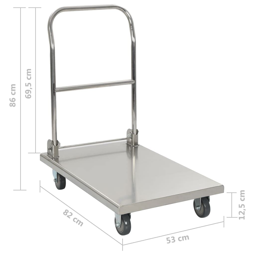 Plattformwagen Silbern 82 x 53 x 86 cm Edelstahl,13.25kg,50919