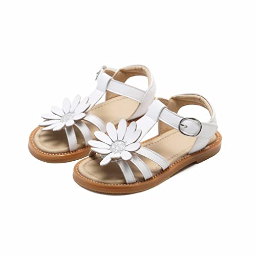 Flaryzone Toddler/Little Girls' Daisy Flower Wedding Dress Summer Flat Sandals (White, Toddler-Size 9) #TOP4