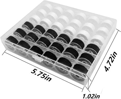 Yeqin 36Pcs Bobbins And White, Black Sewing Threads With Bobbin Case And Bobbin Clamps For Multiple Sewing Machine, Pre-Wound Bobbins Set Standard Size For Brother, Babylock, Janome, Singer #TOP1