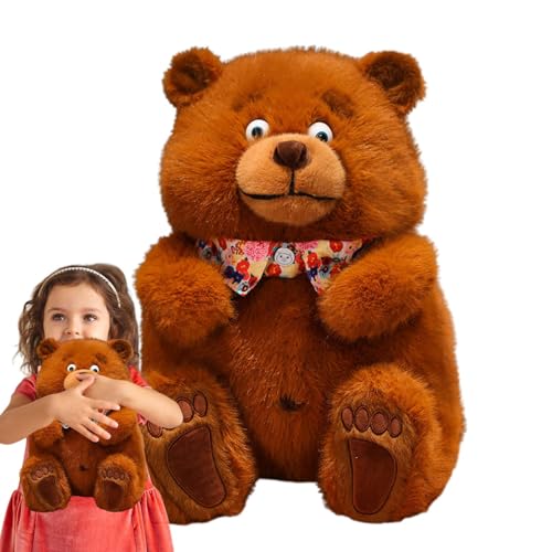 Oso oso acolchado – Cojín relleno de peluche para animales, dibujos animados coleccionables que duerme muñeca relajante para niños, compañero abrazable para el escritorio del coche de la cama