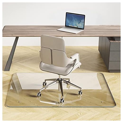 Office Chair Mat for Carpet, 46"X36" Glass Chair Mats for Carpeted or Hard Floors, 1/4'' Thick Clear Tempered Glass Desk Chair Mat for Home/Office Floor, Effortless Rolling, and Easy Clean