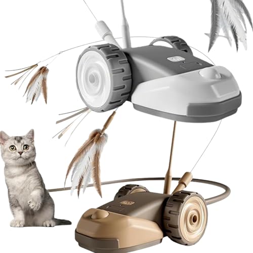 Teaser elettrico per gatti, auto intelligente attivata al tocco a 2 velocità, giocattolo intelligente ricaricabile per gatti, giochi interattivi, per l'arricchimento dei gattini, esercizi di (2)