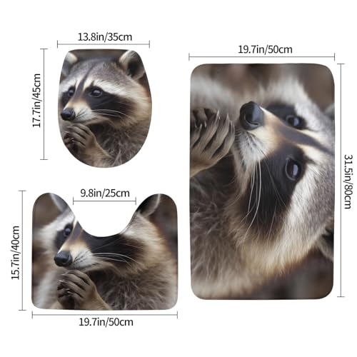Tapis de bain raton laveur absorbants en lot de 3 microfibres