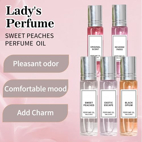 5 Stück Pheromone Perfume Woman, Roll-On Pheromone Parfüm Damen, Pheromonparfüm, Auslaufsicher Mini Perfume Set für Frauen, Verstärkter Duft Parfüm mit Pheromonen