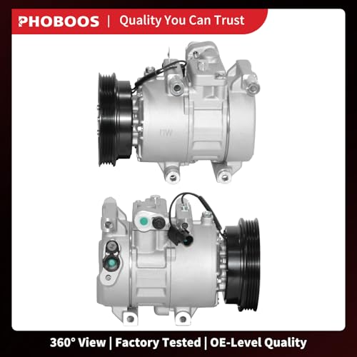 Image of PHOBOOS A /C compressor with Clutch Compatible with Kia Rio 1.6L 2006-2011, Rio5 1.6L 2006-2011, with 6SBU16C Compressor only, Fast Cooling, Low Noise, Easy Installation, Ref.98371
