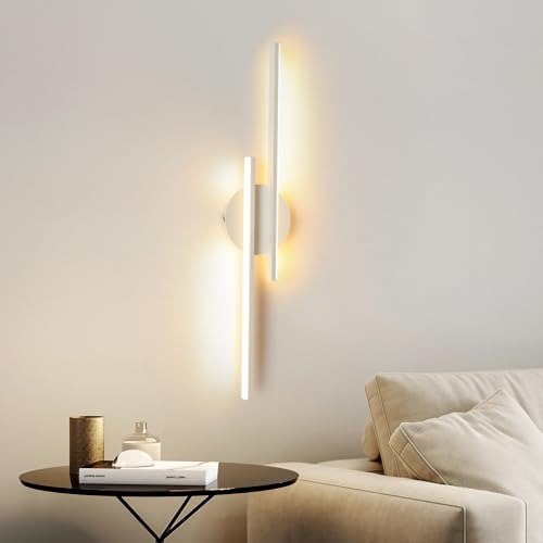 Mckalen Applique LED Parete Camera da Letto, 24W 2700LM 60CM Lampada da Parete LED Interno, Moderno Lampada a Muro Bianco per Corridoio Scale Soggiorno, Luce Calda 3000K