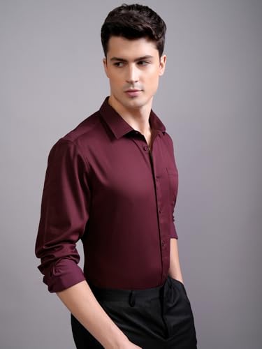 Image of Highlander Men's Slim Fit Formal Shirt | Solid Formal Shirt for Men | Comfortable Fabric | Stylish Design for Everyday Use & Office Wear