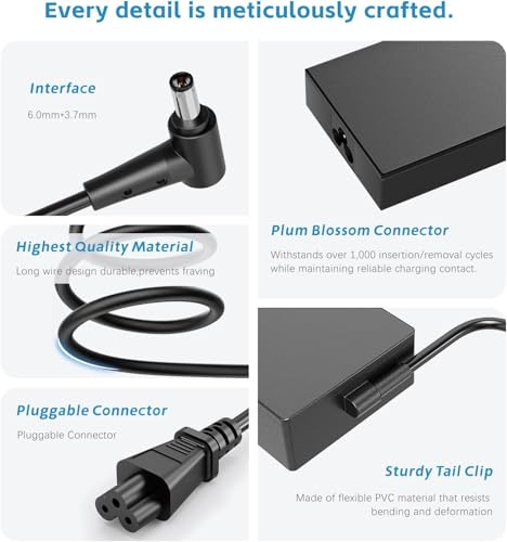 Image of 200W Laptop Charger Compatible with AsusTUF Gaming A15 FA506IH FA5061U A14 FA401WV FA401UV FA401UU,ROG Zephyrus G15 GA503 GA503RMG14 GA4011U GA401IV GA4011I GA401IH ADP-200JB D AC Adapter