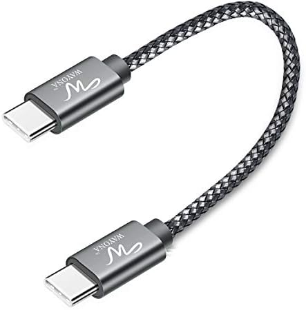 Wayona USB C to USB C 65W Short Powerbank Fast Charging Cable Compatible for iPhone 15Pro Max 15Plus Samsung Galaxy S25 Ultra,S23 Flip,Fold,A34,A54,Oneplus,Google Pixel,Nothing Phone (0.25M, Grey)