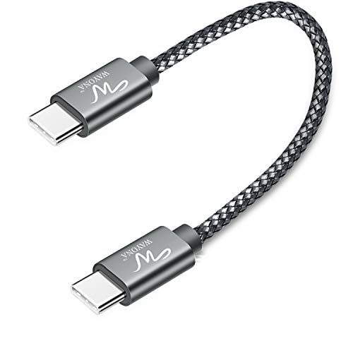 Wayona USB C to USB C 65W Short Powerbank Fast Charging Cable Compatible for iPhone 15Pro Max 15Plus Samsung Galaxy S25 Ultra,S23 Flip,Fold,A34,A54,Oneplus,Google Pixel,Nothing Phone (0.25M, Grey)