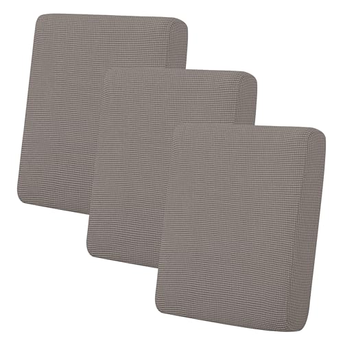 Image of Easy-Going Stretch 3 Pieces Couch Cushion Cover for Sofa Seat | Furniture Protector Sofa slipcover for 3 Cushion Couch Washable Soft with Elastic Bottom Taupe
