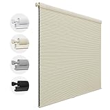 MiLin No Drill Cordless Cellular Shades Color-Matched No Tools Cellular Blinds Honeycomb Design Tension Blinds & Shades for Window (Blackout Creamy, Custom Size)