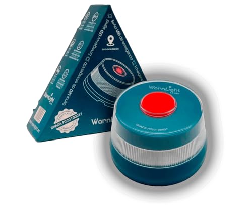 WarnLight 3.0 GEO - Luz de emergência para carro homologado DGT com geolocalização, luz de avaria carro, visibilidade 1 km, baliza V16 com GPS, base estampada e conexão GPS até 2038 (1 unidade)