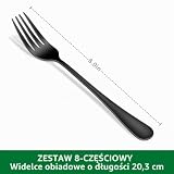 DEHOV Widelec obiadowy ze stali nierdzewnej 20,5 cm – 8 sztuk Czarny