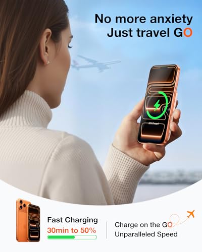 TORRAS EasyGo 0.45" Slim Magnetic Portable Charger Power Bank for iPhone, 5000mAh 22.5W Fast Charging Wireless Battery Pack Compatible with Magsafe, iPhone Air,Pro,Pro Max,17,16,15,14,13,12, Rose Gold