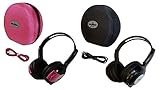 2 Pack Kid Sized Wireless Infrared Car DVD IR Automotive Colored Adjustable 2 Channel Headphones With Case and 3.5mm Auxiliary Cord. Note: Will Not Work on 2017+ GM's or Pacifica