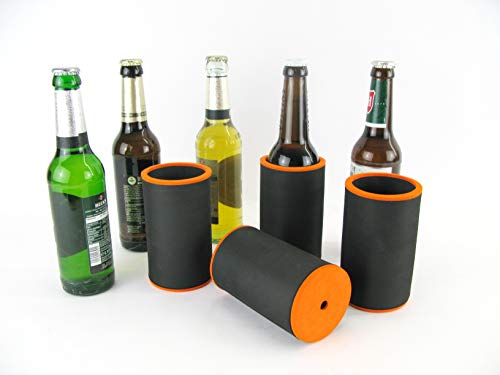 asiahouse24 4 refrigeratori neri – refrigeratori per bottiglie di birra – refrigeratori per bottiglie di birra lunghe da 0,33 l, in neoprene spesso 5 – 6 mm per un migliore raffreddamento, modello