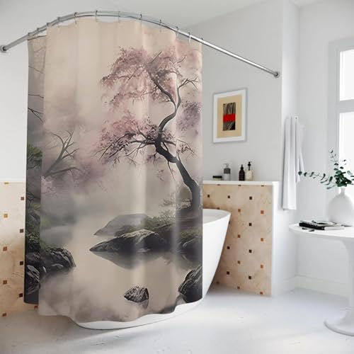 Rideau de douche japonais anti eclaboussures pour petite baignoire