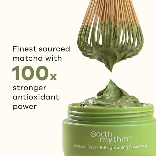 Image of Earth Rhythm Matcha Face Mask Brightens & Detoxifies Skin with Matcha Green Tea & Glutathione for Oily, Combination & Dull Skin - 50gm