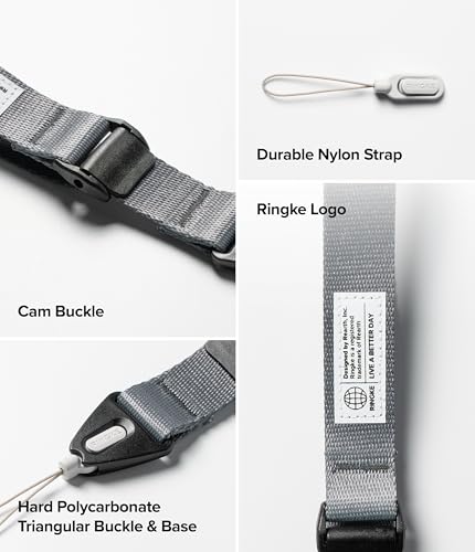 Image of Ringke Cam Buckle Phone Hand Wrist Strap [Anti Theft & Drop] Length Adjustable Lanyard for iPhone, Galaxy, Pixel Phone Case, Camera, etc. - Graphite