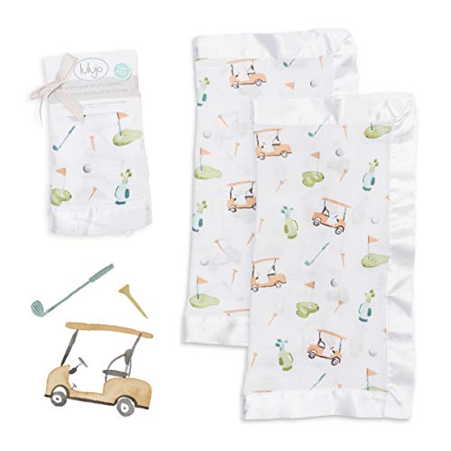 Lulujo Baby Security Lovie Blankets| Unisex Softest Breathable Cotton Muslin Security Blanket With Silky Satin Trim| Neutral Comforting Blanket For Girls & Boys | 16In By 16 In| Golf #TOP16