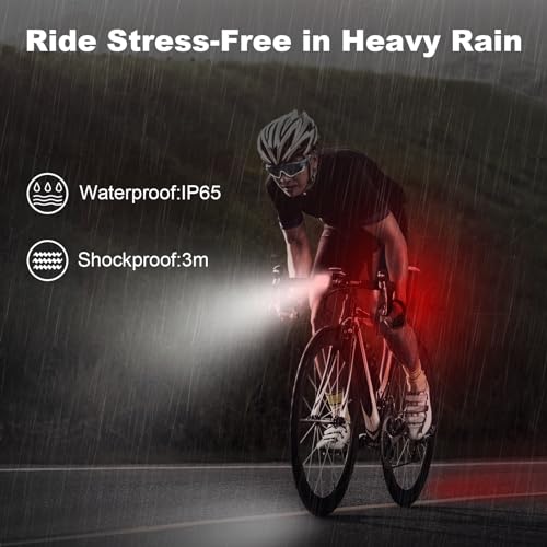 Bike Lights Front and Back [ 2 Pack ] Ultra Bright & Lightweight, USB Rechargeable Bicycle Lights for Kids and Adult, Flashing LED 4+6 Modes, IP65 Waterproof, Cycling Camping Fishing Outdoor Sports