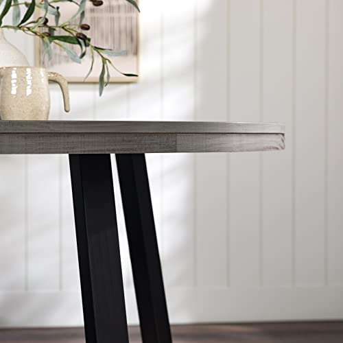 Walker Edison Rustic Solid Wood Distressed Round Kitchen Dining Room Table, 42 Inch, Grey #TOP1
