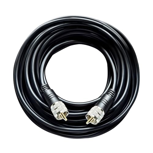 Cable coaxial RG8x duradero de baja pérdida con conectores macho UHF PL-259 y núcleo de 17 AWG