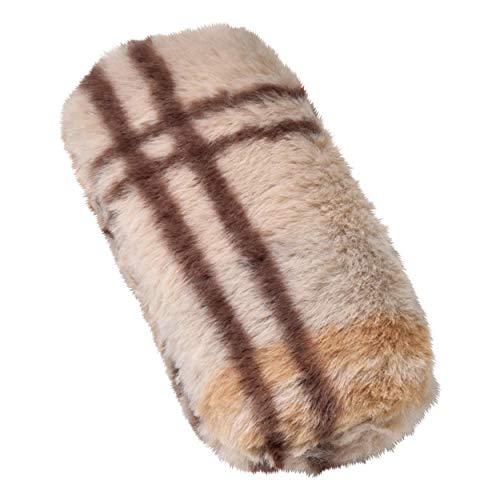 メガネケース かわいい カラフル ボア もふもふ メタル ハードケース ブラウン チェック 2119-03