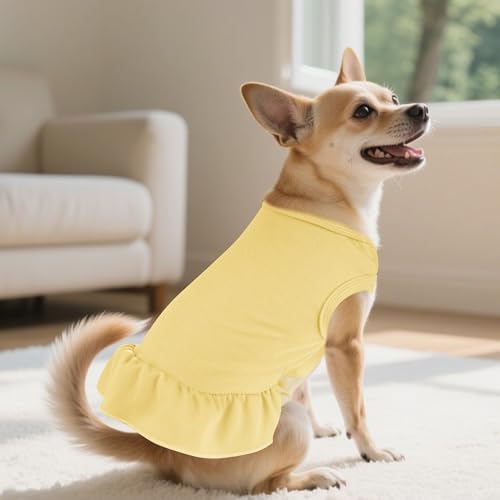 image for choyaxo 2 Pcs Dog Dress Cute Cat Skirt Solid Color Summer Clothes for 