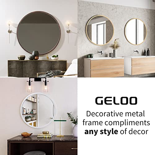 Geloo Large Round Circle Mirror- 27.6" Modern Vanity Mirror Bronze Brushed Metal Frame Floating Round Glass Panel Decorative Mirror For Wall,Bedroom,Bathroom,Living Room,Kitchen,Entryway (Bronze) #TOP5
