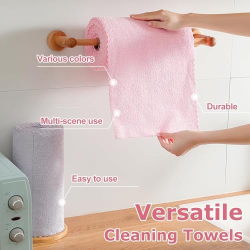 Image of Microfiber Cleaning Cloth Roll, Reusable Kitchen Towel Roll, Micro Fiber Cleaning Cloth for Kitchen, Car, Home & Daily Surface Cleaning, Easy-to-Use Roll Format, Pink (A025 20PACK)