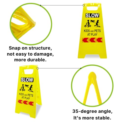 Kids Playing Sign for Street, Children at Play Safety Sign with Reflective Tapes, Kids and Pets at Play Warning Sign, Yard Signs for Schools, Park, Sidewalk, Driveway, 2 Pack