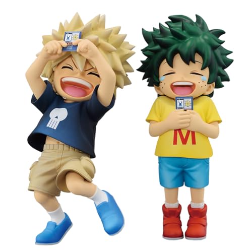 Jilijia MHA Midoriya Izuku Figure Anime Bakugou Katsuki PVC Statue 11cm Cute Childhood Laughing Version Cartoon Model Collectibles Desktop Ornaments