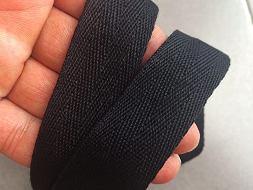 Kawaii Easy Crafting Black Twill Tape Cotton Strap Bias 1 Inch (25Mm) X 5Yard Herringbone Pattern Fabric Tape For Clothes Handle Tote Bag Purse Luggage Belt Webbing Strapping Sewing Diy Gift Wrapping #TOP2