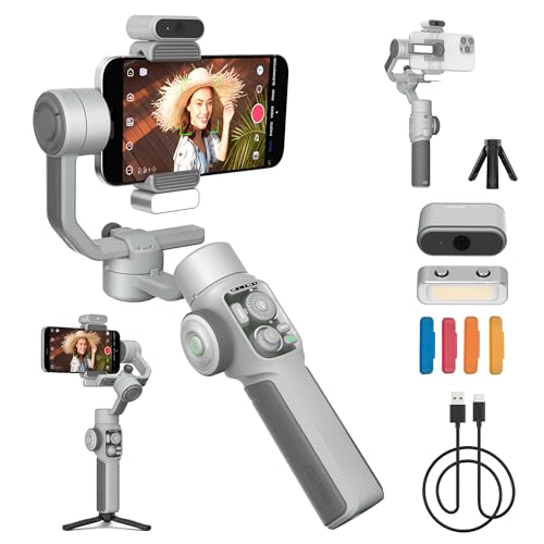 ZHIYUN CINEPEER SMOOTH 5E COMBO Gimbal Stabiliser Smartphone, AI Tracker, Magnetic Fill Light, 3-Axis Phone Gimbal, Smart Editing, Apple Watch Remote Control, Payload Max.300g