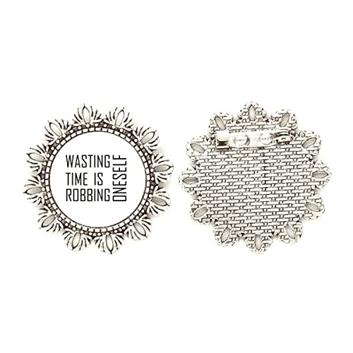 Broche de plata con diseño de flor de tamaño medium