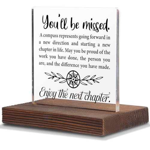 Coworker Leaving Gifts for Women Men, Going Away Farewell Goodbye Retirement Gifts for Administrator, Teacher, Nurse, Friend, You Will Be Missed Compass Office Decorative Signs SWS142