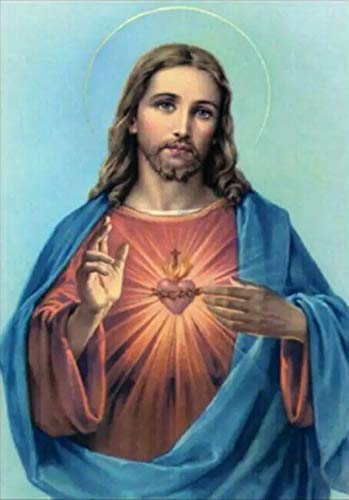 Religion Jesus Holy Heart Full Drill Diamond Painting by Number Kits, 5D DIY Diamond Embroidery Crystal Rhinestone Cross Stitch Mosaic Paintings Arts Craft for Home Wall Decor(12X16inch/30X40CM)