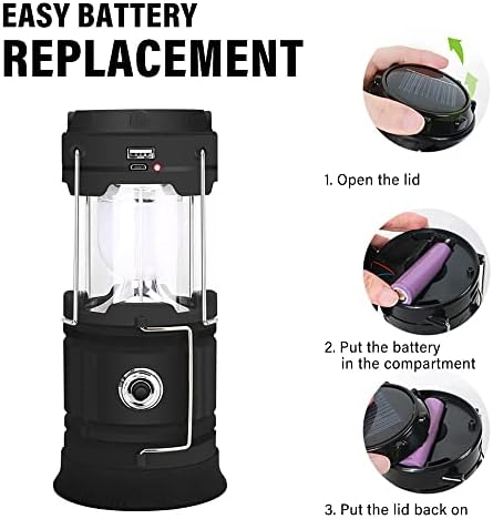 Aomiun Camping Lantern 1200mAh USB Rechargeable Solar Charging Tent Lamp Collapsible LED Camping Light Power Supply for Phone for Outdoors Emergency Hiking Fishing