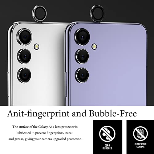 Miimall Camera Lens Protector Compatible With Samsung Galaxy A54 5G Camera Lens Film Metal Ring Ultra Hd, 9H Hardness, Scratch Resistiant Camera Lens Protective Film For Samsung Galaxy A54 5G(Silver) #TOP3