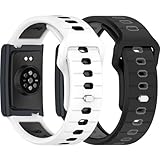Chofit Compatible with Amazfit Helio Strap Wristband, Silicone Sport Strap Band Replacement Breathable Waterproof Adjustable Women Men (Black&White)