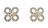 Tory Burch 141858 Britten Tory Gold Tone With Crystal Accent Pave Cut Out Women's Stud Earrings