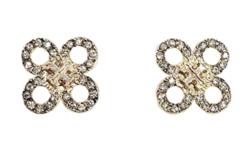 Tory Burch 141858 Britten Tory Gold Tone With Crystal Accent Pave Cut Out Women's Stud Earrings #TOP17