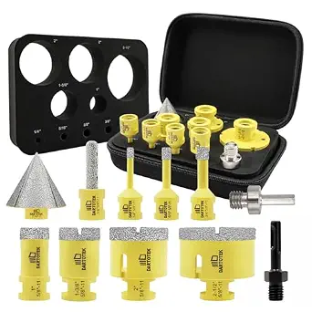 Diamond Core Drill Bits Set 10PCS for Porcelain, Marble, and Granite