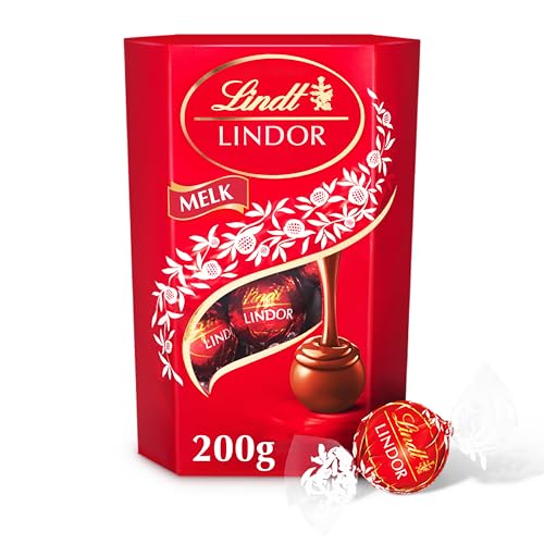 Lindt LINDOR Melkchocolade bonbons - 200 gram - 16 chocoladeballen - Zacht smeltende vulling - Chocolade Cadeau