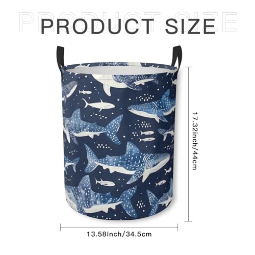 Laundry Basket Whale Shark Collapsible Laundry Hamper with Handles Clothes Storage Bin for Household Bedroom Bathroom College Dorms by GODARM - Image 2